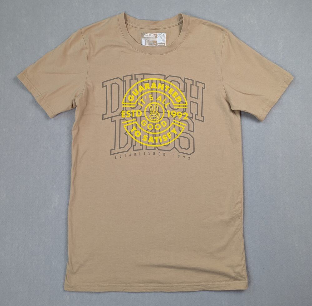 Dutch Bros Coffee Shirt Mens Medium Tan Beige It's All Good Tee